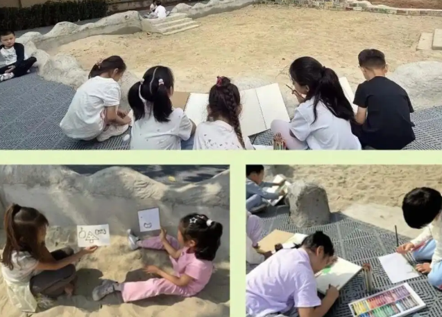 学校打破常规布局的圆形篮球场藏在树林